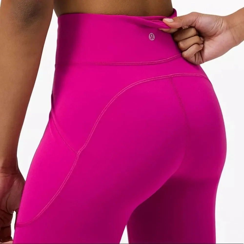 Lululemon Invigorate High Rise Tights 25” Leggings Barbie Pink - Picture 2 of 8